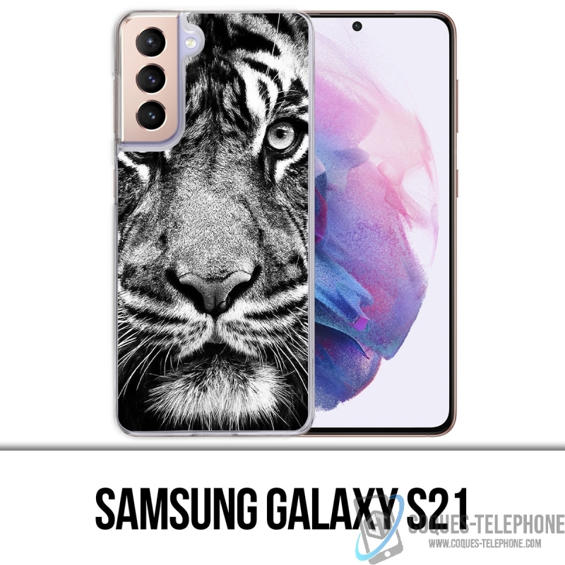 Samsung Galaxy S21 Case - Schwarzweiss-Tiger