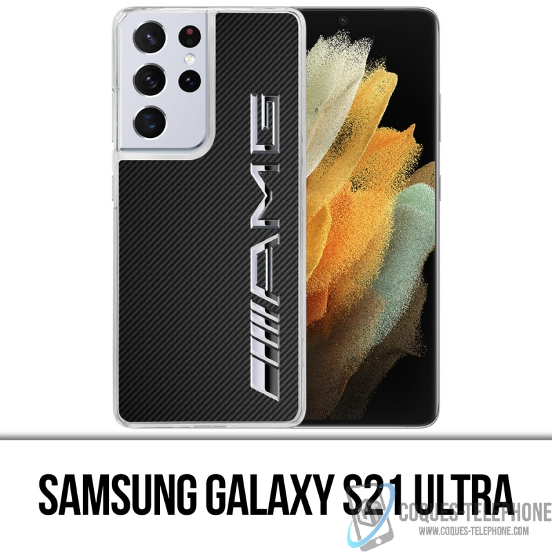 Custodia per Samsung Galaxy S21 Ultra - Logo Amg Carbon