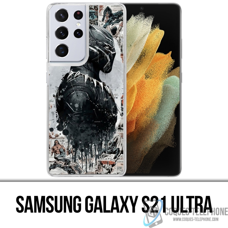 Coque Samsung Galaxy S21 Ultra - Black Panther Comics Splash