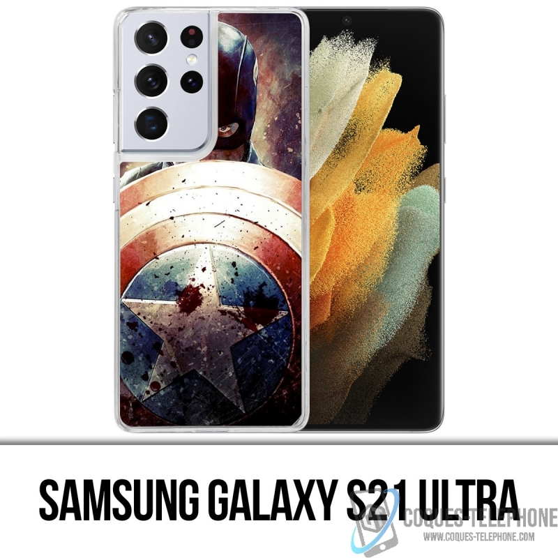 Custodia per Samsung Galaxy S21 Ultra - Captain America Grunge Avengers