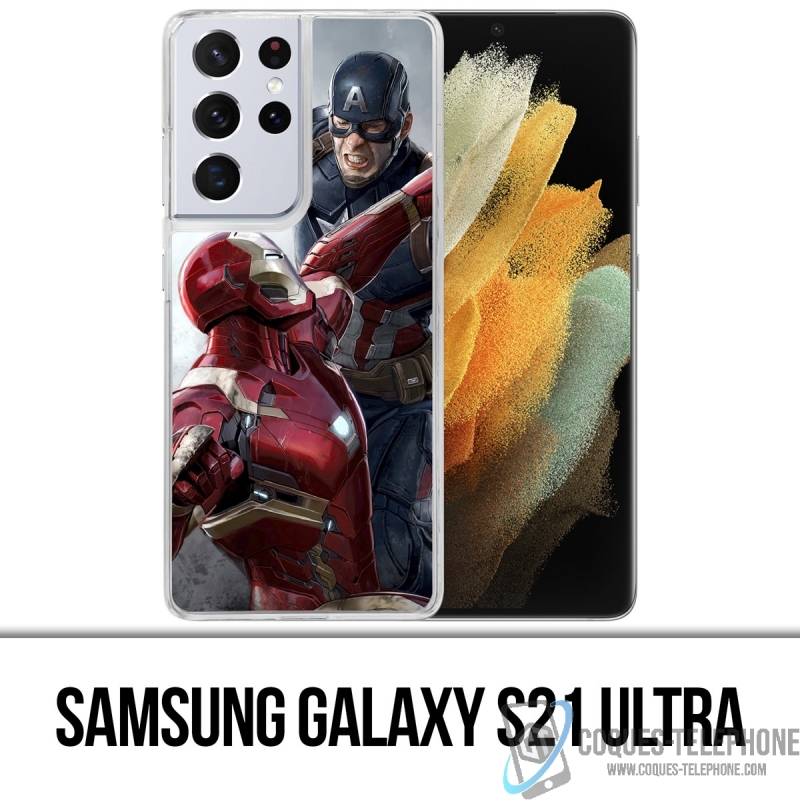 Coque Samsung Galaxy S21 Ultra - Captain America Vs Iron Man Avengers