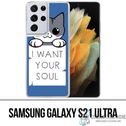 Custodia per Samsung Galaxy S21 Ultra - Gatto, voglio la tua anima