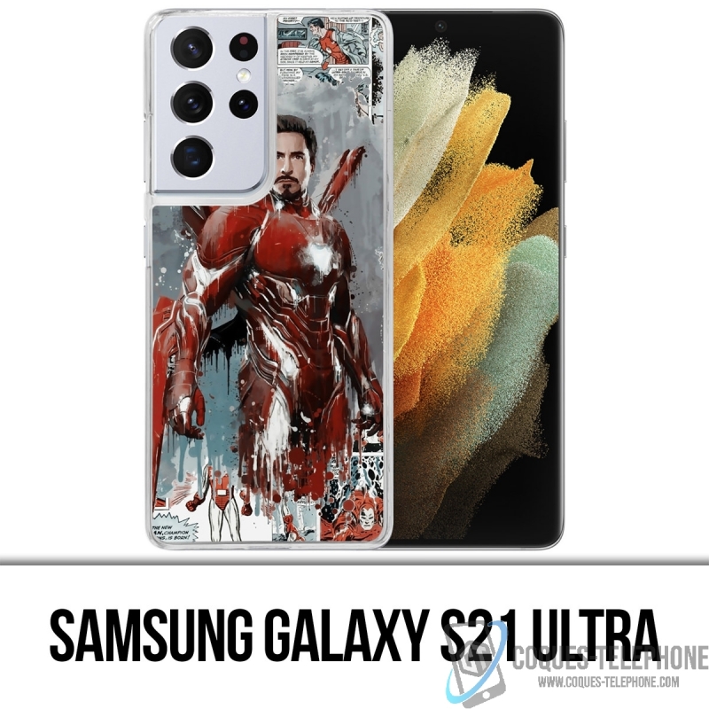 Coque Samsung Galaxy S21 Ultra - Iron Man Comics Splash