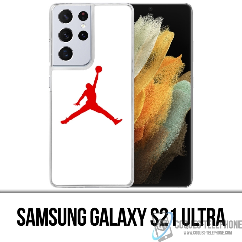 Custodia per Samsung Galaxy S21 Ultra - Jordan Basketball Logo - Bianca