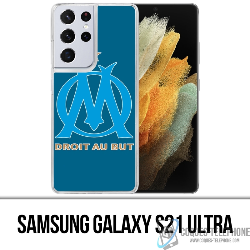 Custodia per Samsung Galaxy S21 Ultra - Logo Om Marseille grande sfondo blu