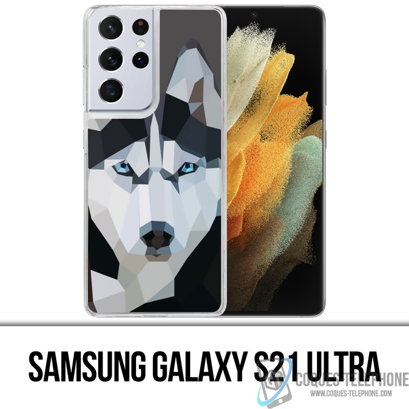 Coque Samsung Galaxy S21 Ultra - Loup Husky Origami