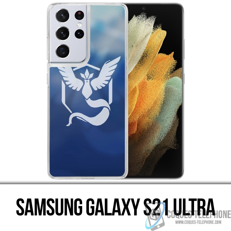 Custodia per Samsung Galaxy S21 Ultra - Pokémon Go Team Blue Grunge