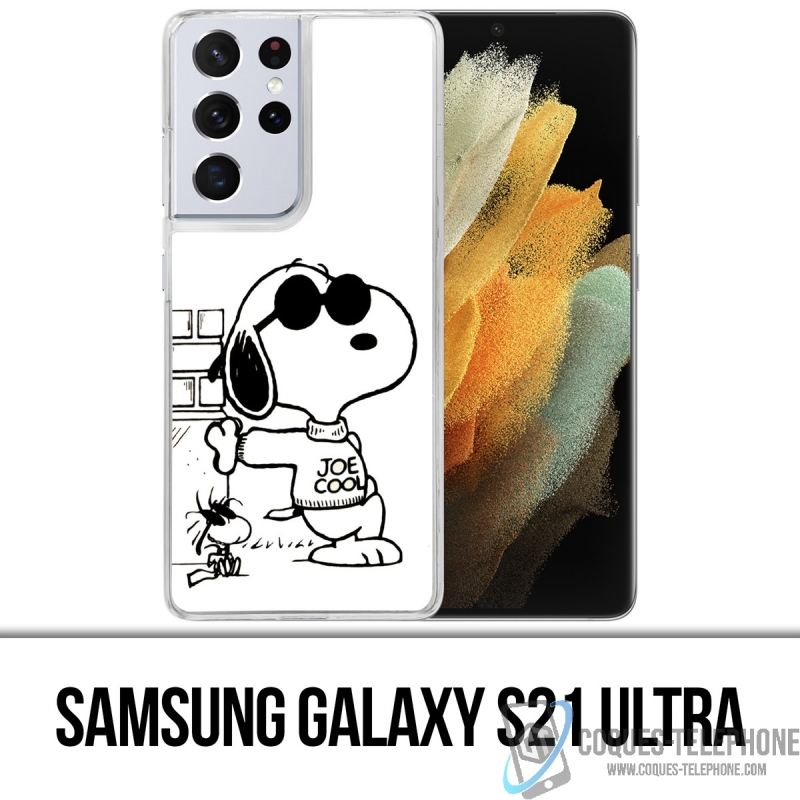 Coque Samsung Galaxy S21 Ultra - Snoopy Noir Blanc