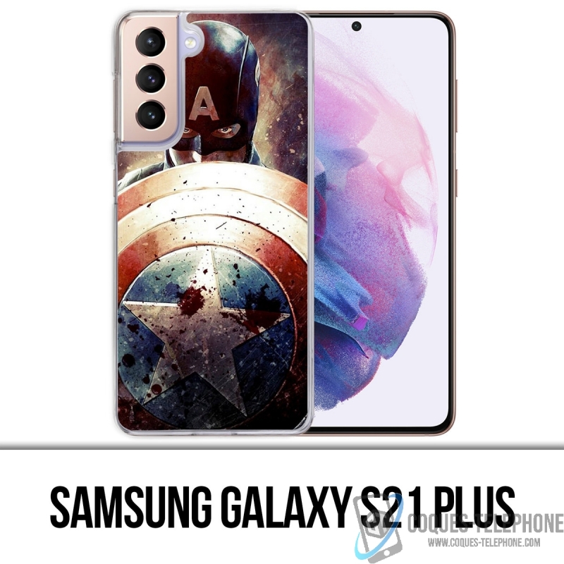 Coque Samsung Galaxy S21 Plus - Captain America Grunge Avengers