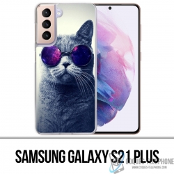 Coque Samsung Galaxy S21 Plus - Chat Lunettes Galaxie