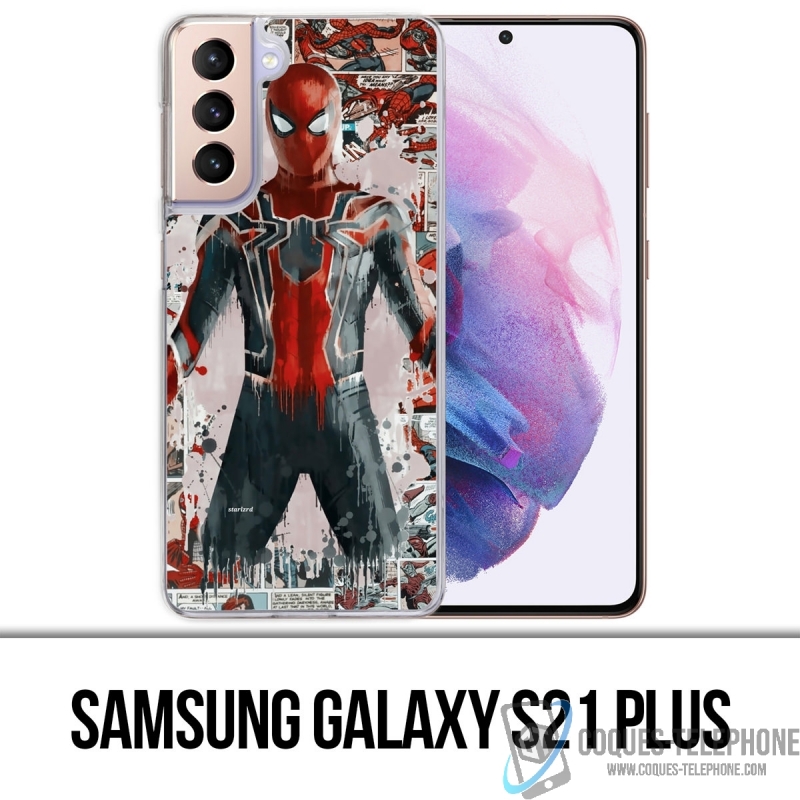 Coque Samsung Galaxy S21 Plus - Spiderman Comics Splash