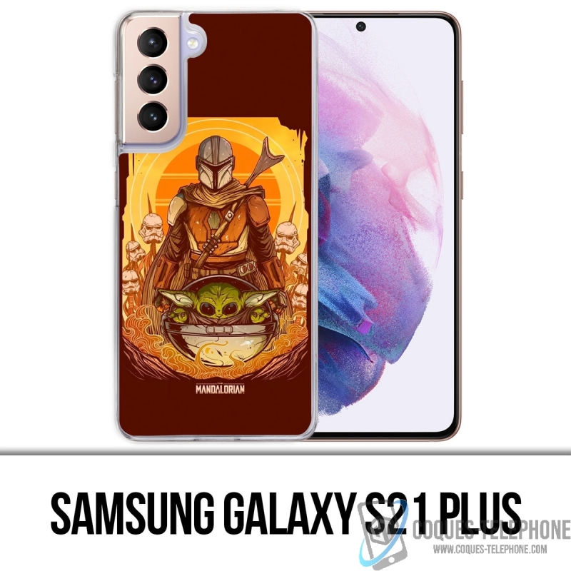 Custodia per Samsung Galaxy S21 Plus - Star Wars Mandalorian Yoda Fanart