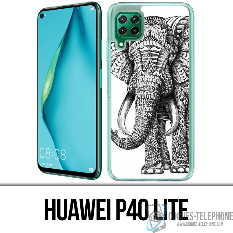 Coque Huawei P40 Lite - Éléphant Aztèque Noir Et Blanc