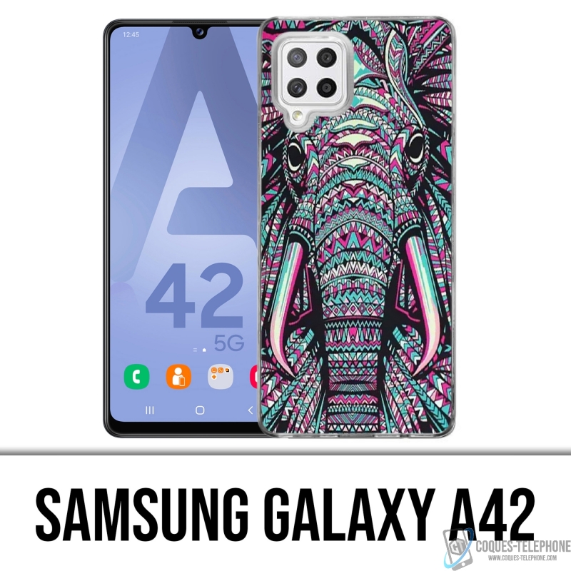 Coque Samsung Galaxy A42 - Éléphant Aztèque Coloré