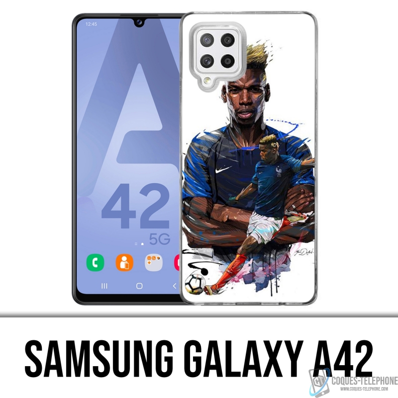 Funda Samsung Galaxy A42 - Dibujo de Pogba de fútbol de Francia