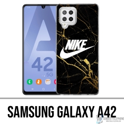 Coque Samsung Galaxy A42 - Nike Logo Gold Marbre