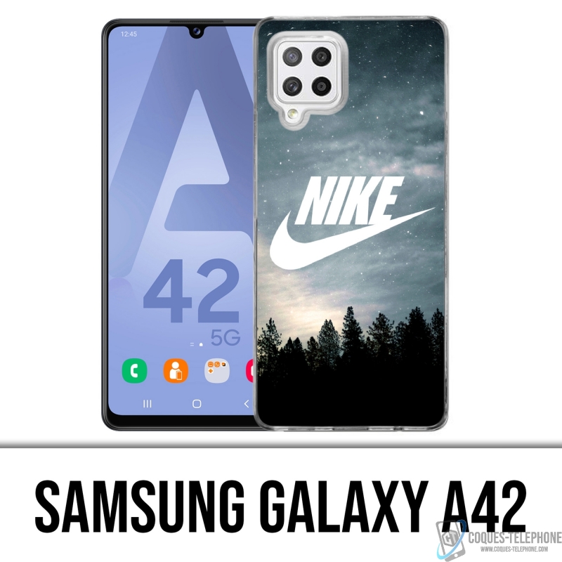 Custodia per Samsung Galaxy A42 - Logo Nike in legno