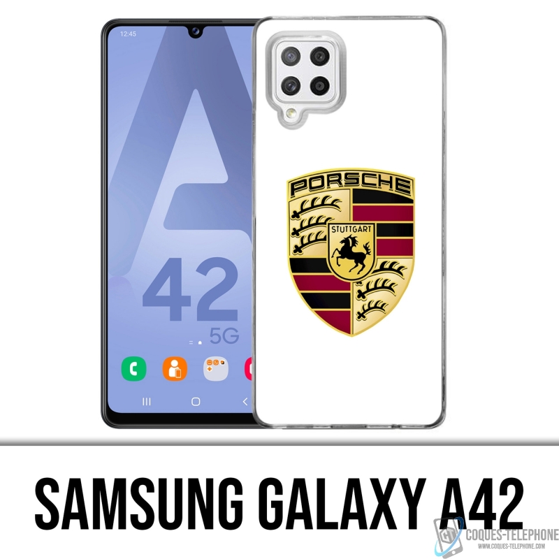 Coque Samsung Galaxy A42 - Porsche Logo Blanc