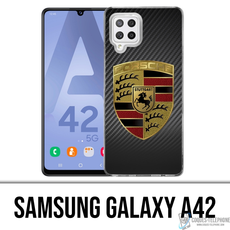 Coque Samsung Galaxy A42 - Porsche Logo Carbone