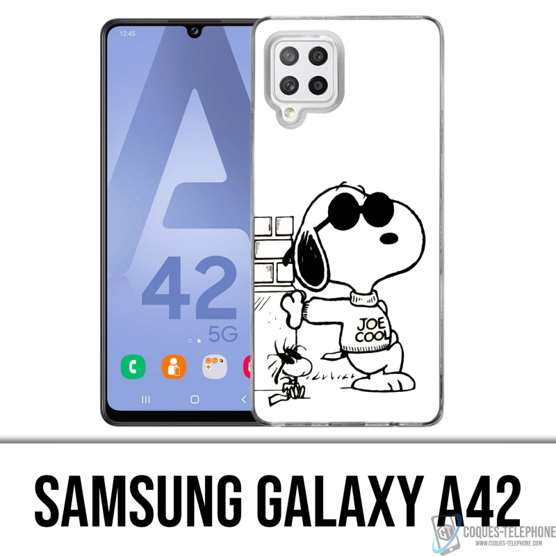 Funda Samsung Galaxy A42 - Snoopy Negro Blanco