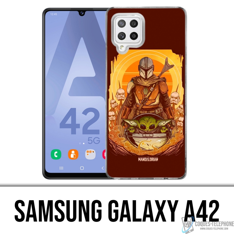 Coque Samsung Galaxy A42 - Star Wars Mandalorian Yoda Fanart