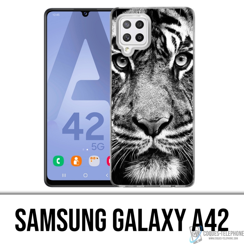 Custodia per Samsung Galaxy A42 - Tigre in bianco e nero