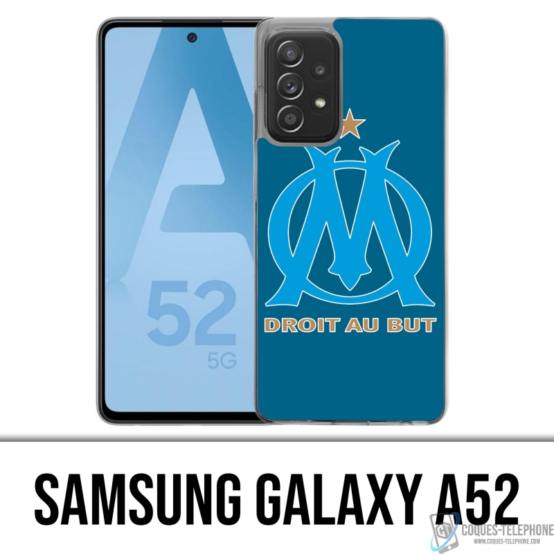 Custodia per Samsung Galaxy A52 - Logo Om Marseille con sfondo blu grande