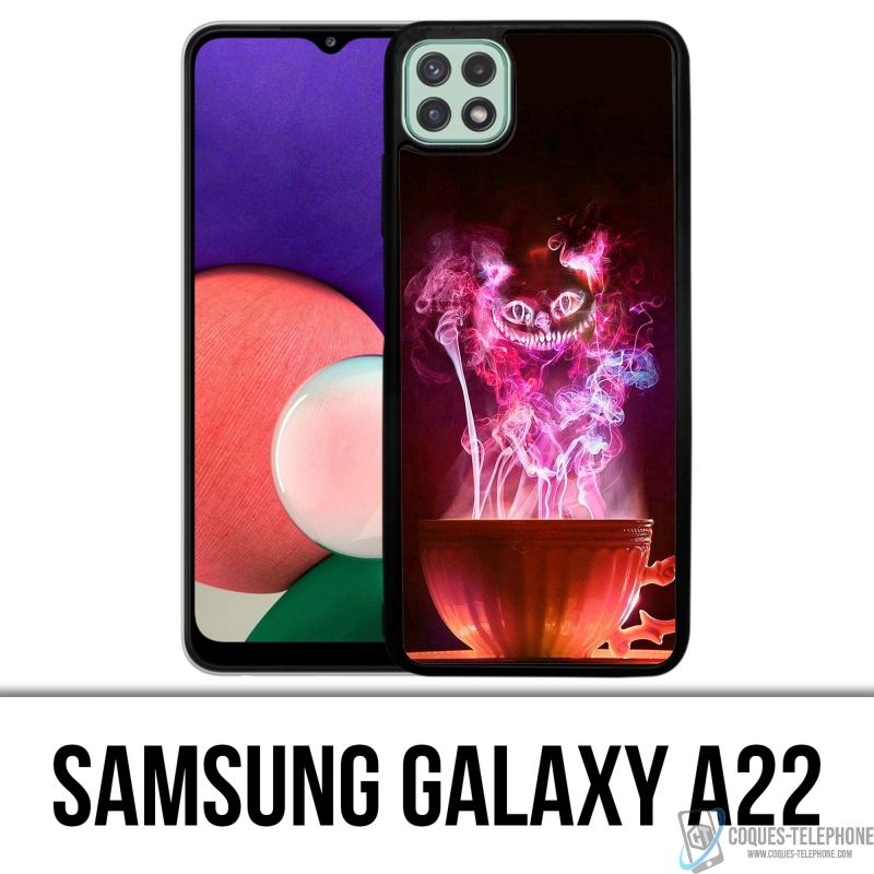 Funda Samsung Galaxy A22 - Taza con gato de Alicia en el país de las maravillas