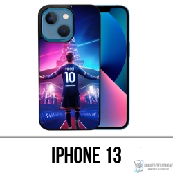 Coque iPhone 13 - Messi PSG Paris Tour Eiffel