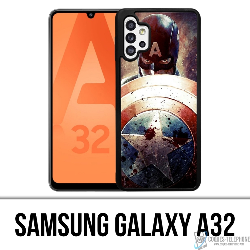 Funda Samsung Galaxy A32 - Capitán América Grunge Avengers