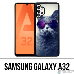 Coque Samsung Galaxy A32 - Chat Lunettes Galaxie
