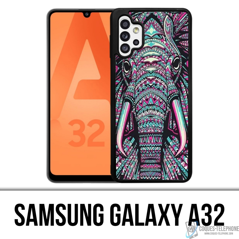 Coque Samsung Galaxy A32 - Éléphant Aztèque Coloré