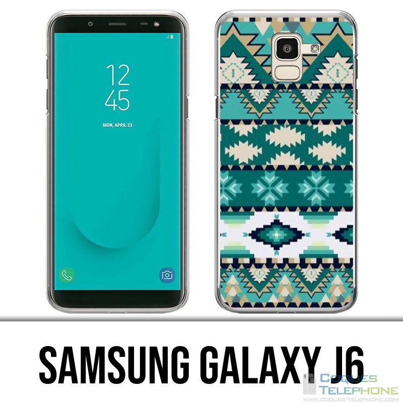 Samsung Galaxy J6 Hülle - Green Azteque