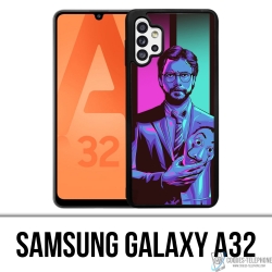 Coque Samsung Galaxy A32 - La Casa De Papel - Professeur Neon