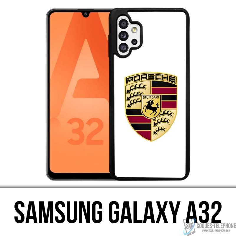 Funda Samsung Galaxy A32 - Logotipo Porsche Blanco