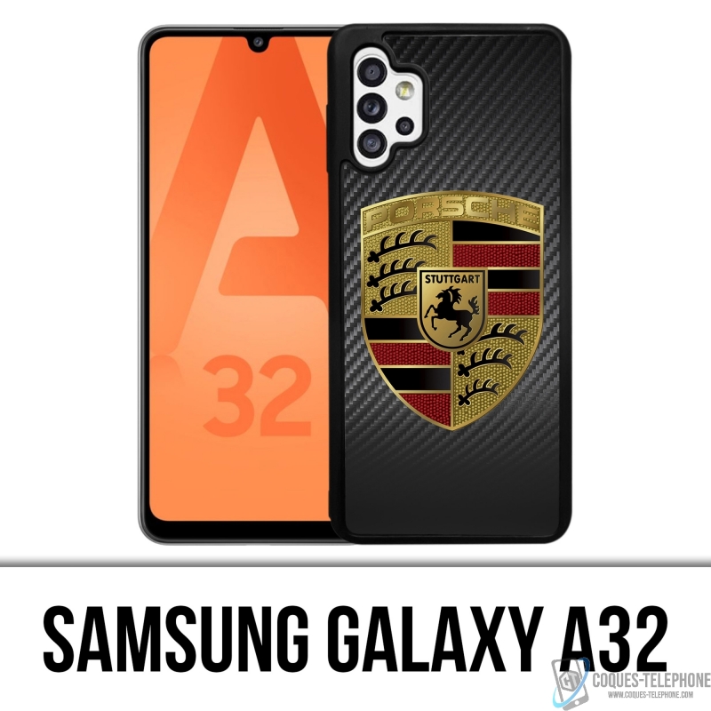 Coque Samsung Galaxy A32 - Porsche Logo Carbone