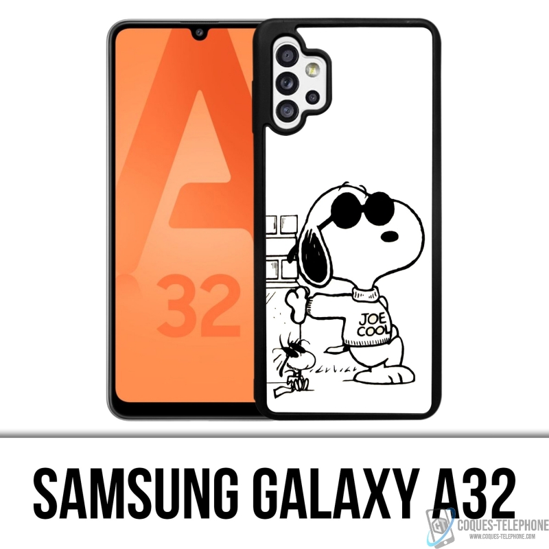 Coque Samsung Galaxy A32 - Snoopy Noir Blanc