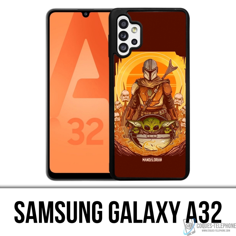 Coque Samsung Galaxy A32 - Star Wars Mandalorian Yoda Fanart