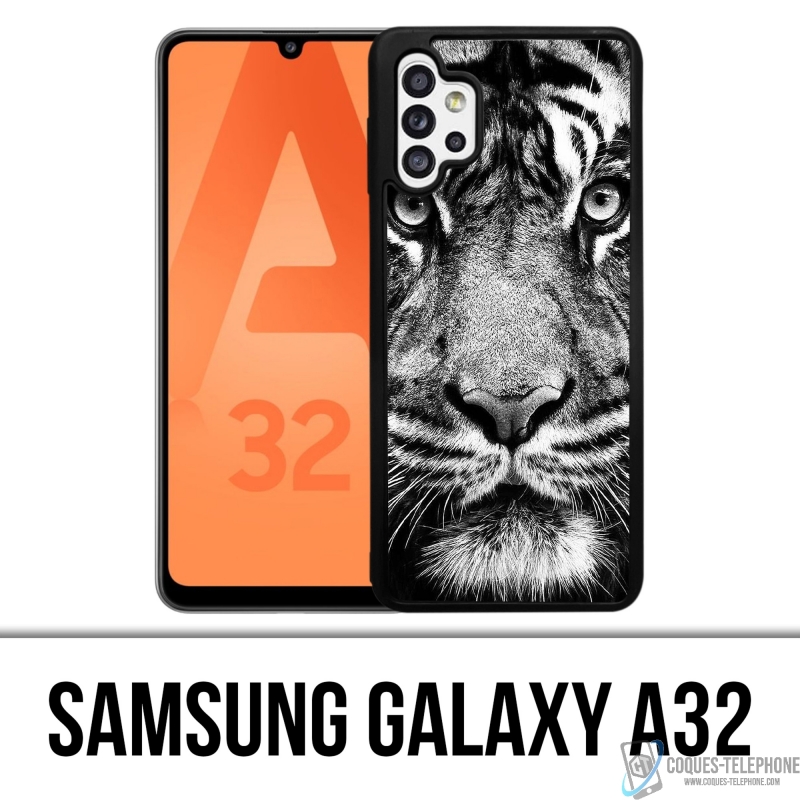 Coque Samsung Galaxy A32 - Tigre Noir Et Blanc