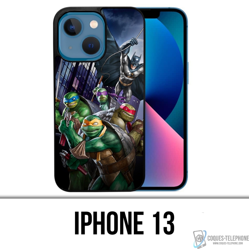 Coque iPhone 13 - Batman Vs Tortues Ninja