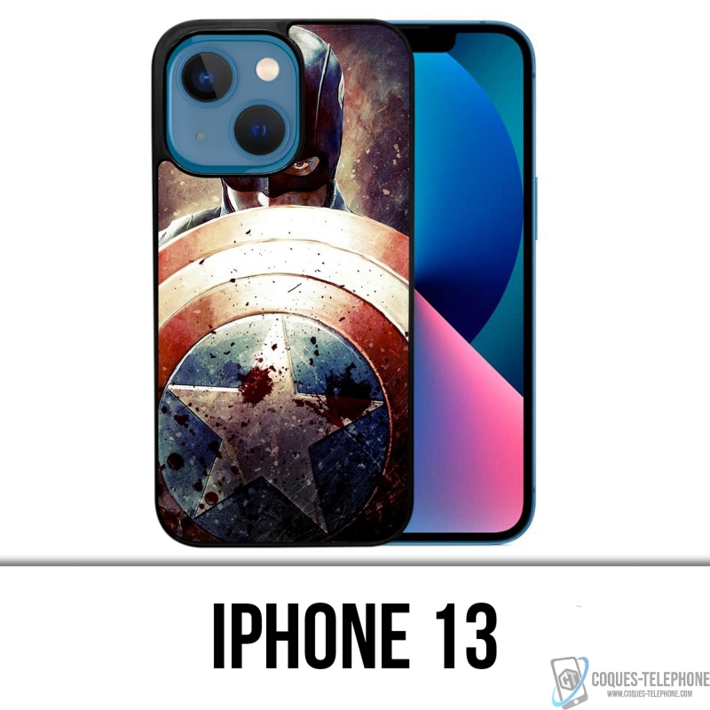 Coque iPhone 13 - Captain America Grunge Avengers