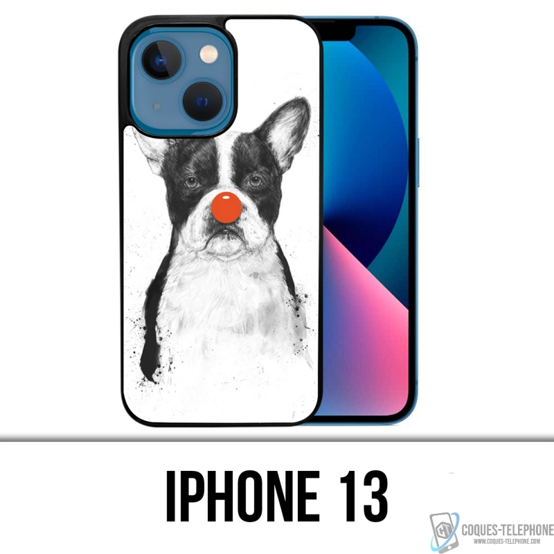 Coque iPhone 13 - Chien Bouledogue Clown