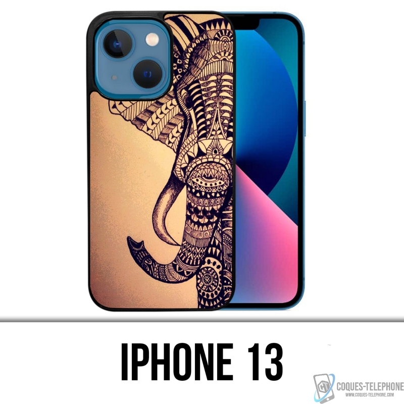 Coque iPhone 13 - Éléphant Aztèque Vintage