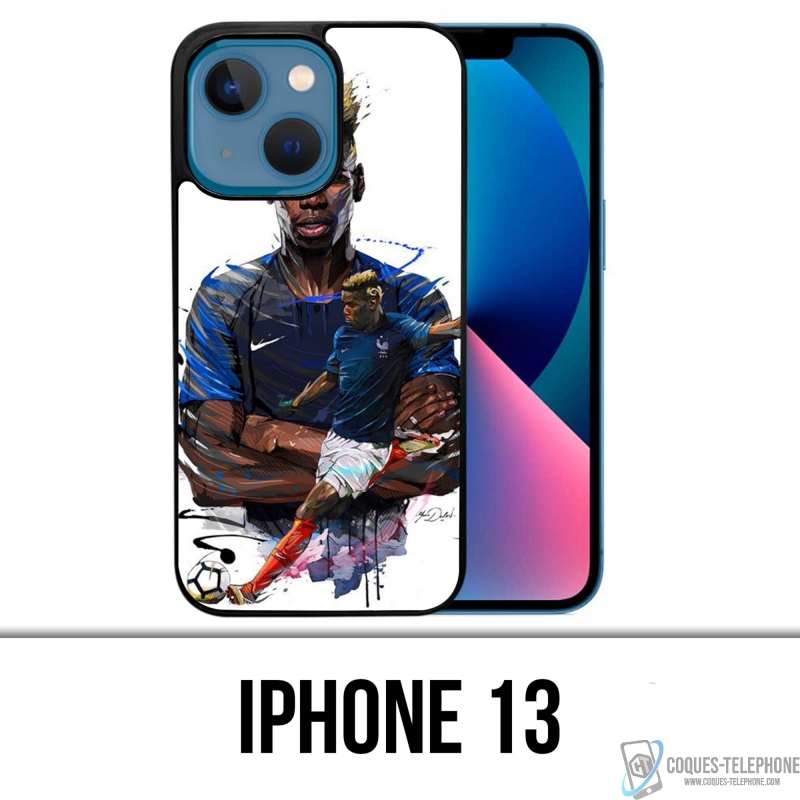 Funda para iPhone 13 - Dibujo de Pogba de fútbol de Francia