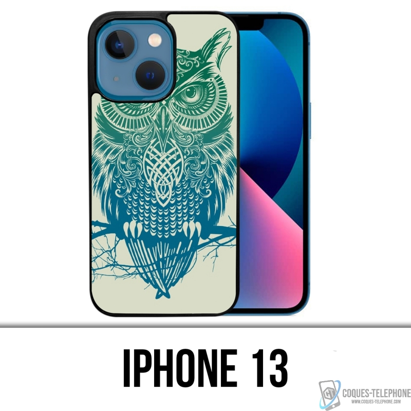 Coque iPhone 13 - Hibou Abstrait