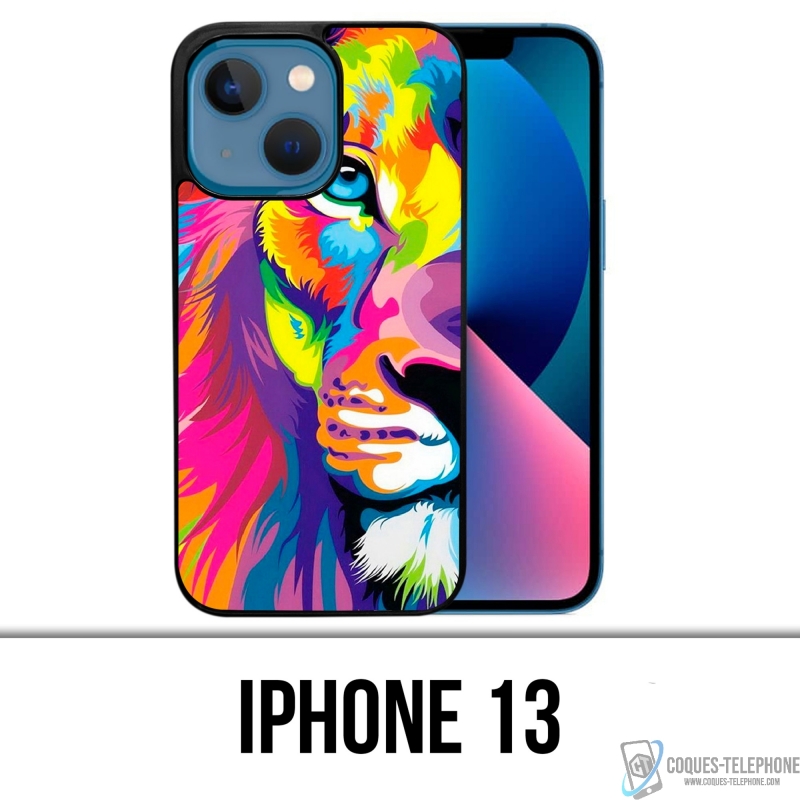 Coque iPhone 13 - Lion Multicolore