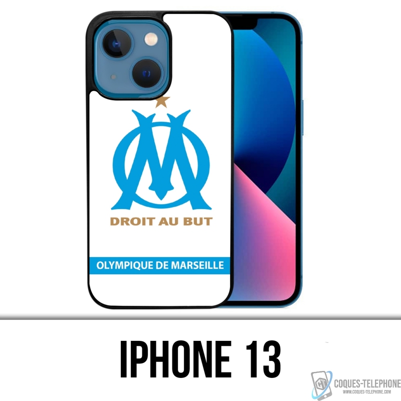 Coque iPhone 13 - Logo Om Marseille Blanc