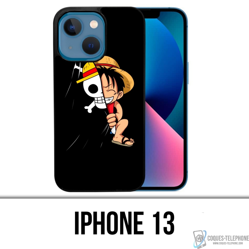 Coque iPhone 13 - One Piece Baby Luffy Drapeau