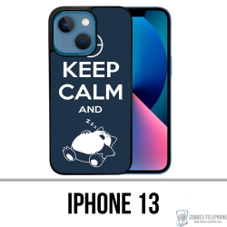Coque iPhone 13 - Pokémon Ronflex Keep Calm