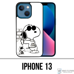 Funda para iPhone 13 - Snoopy Negro Blanco